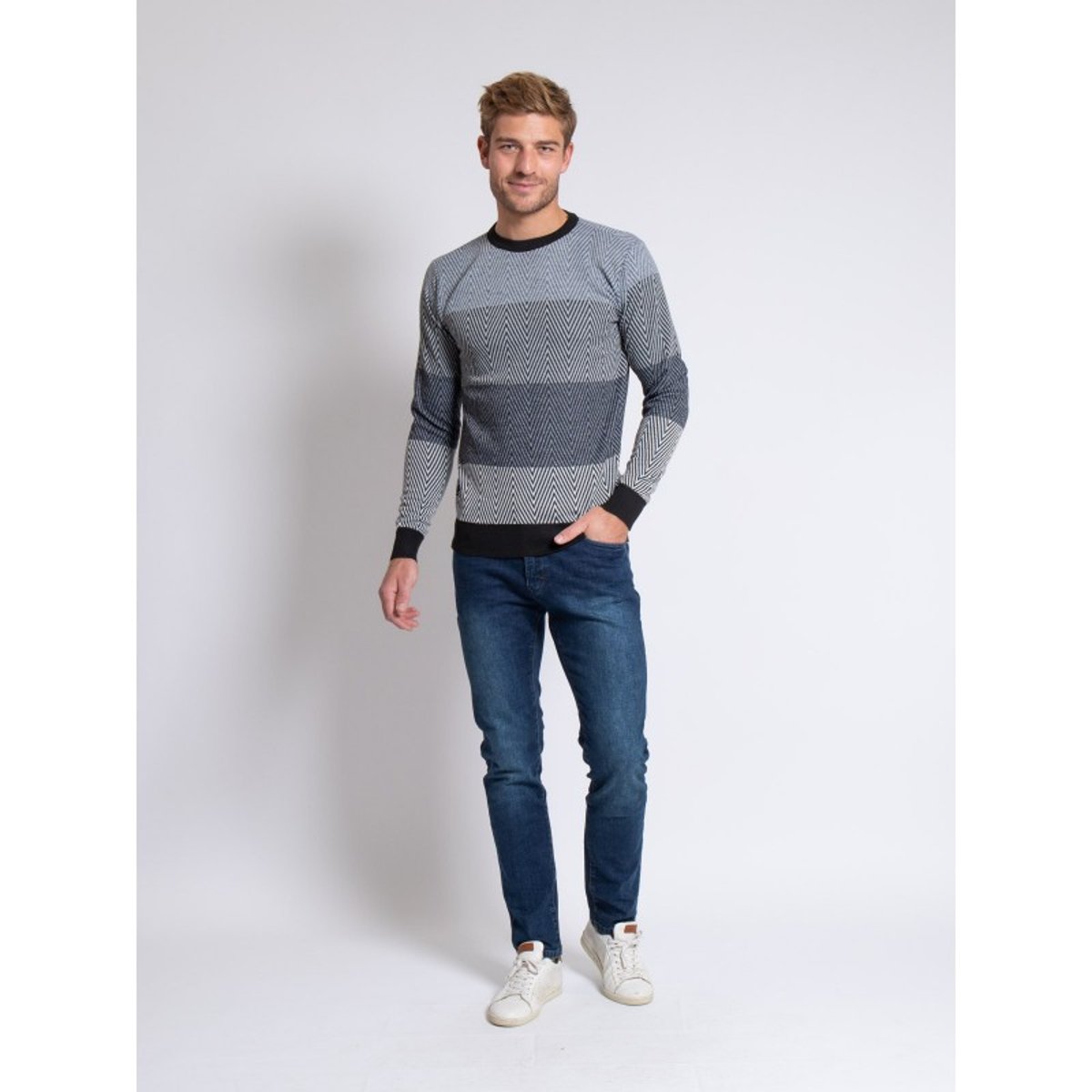 Pull Fin Col Rond Lorando gris foncé, RITCHIE
