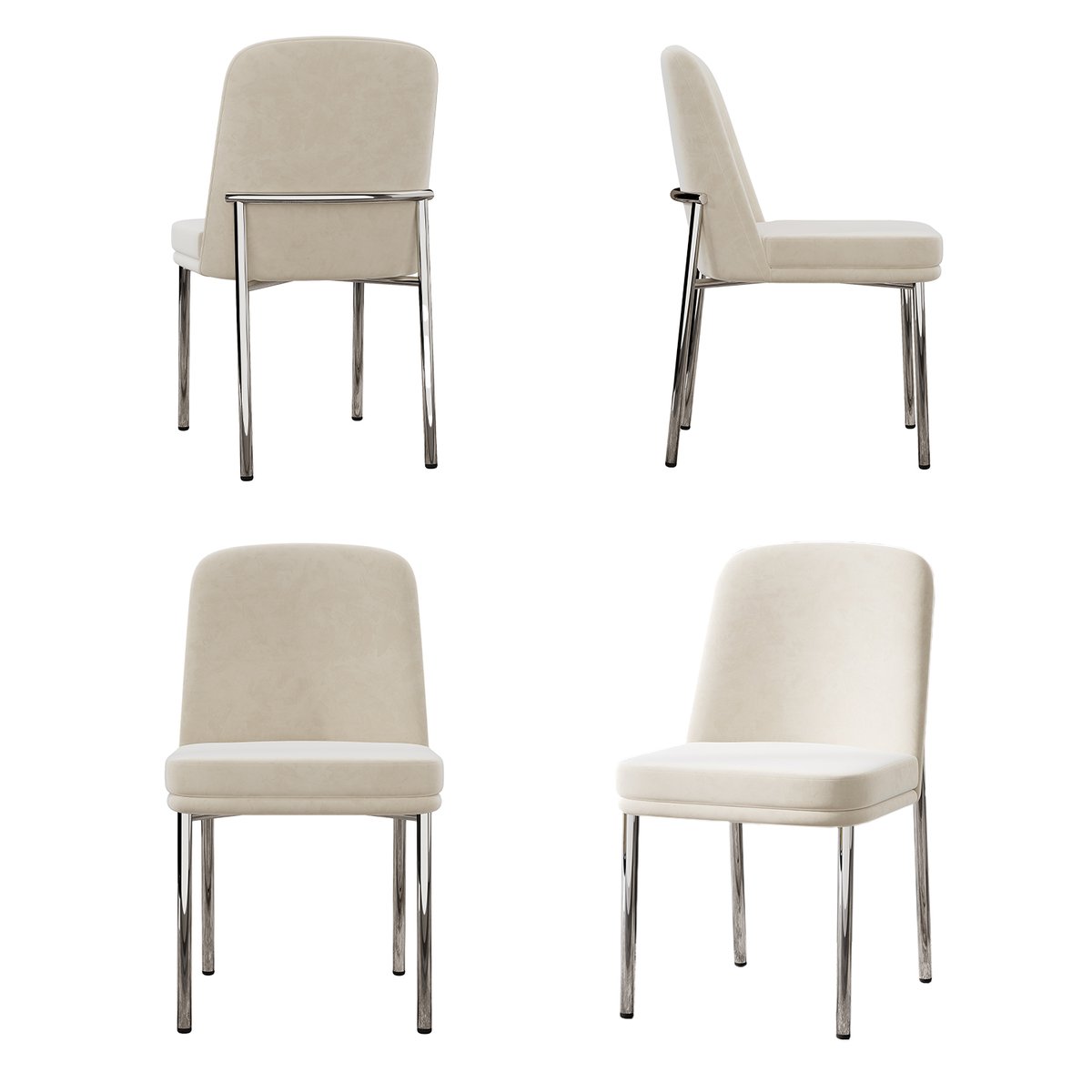 Lot de 4 chaises de salle à manger en velours avec pieds métal, DUORAUC beige, MEUBLES COSY