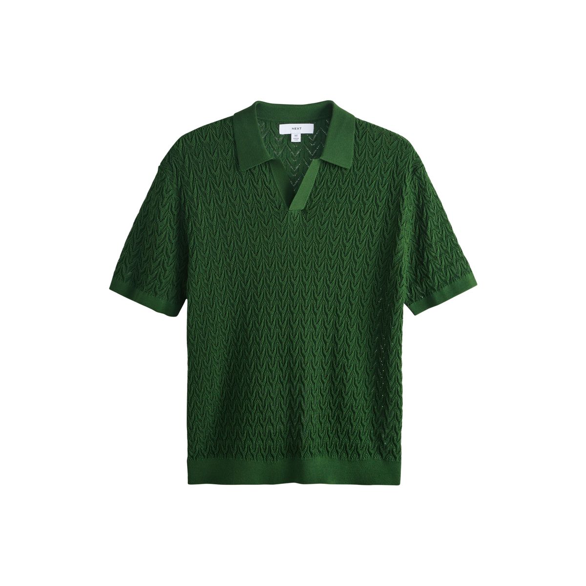 Polo standard pointelle de coton à col trophy tennis green, NEXT
