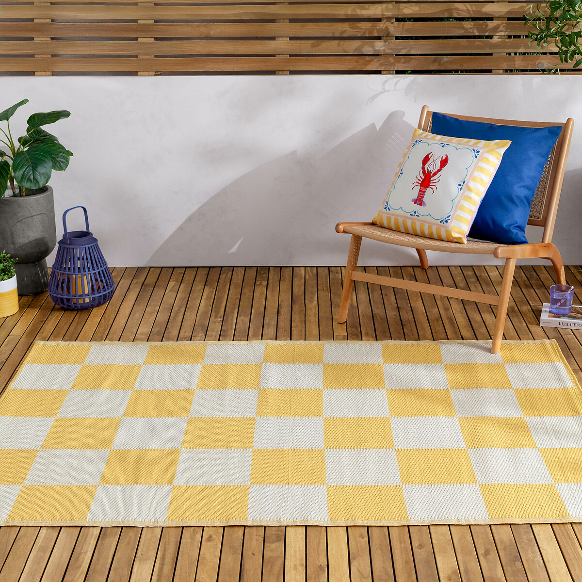 Checkerboard Recycled Indoor/Outdoor Rug yellow, FURN.