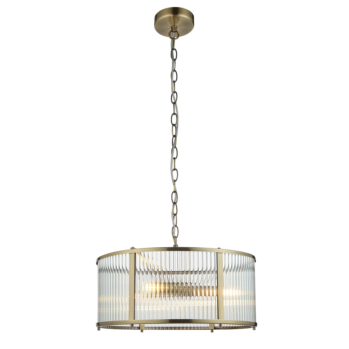Risto 3-Light Ribbed Glass Pendant Light aged brass, SO'HOME