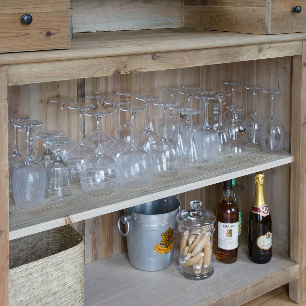 Meuble bar en bois recyclé 120cm  GARANCE bois clair, MADE IN MEUBLES 