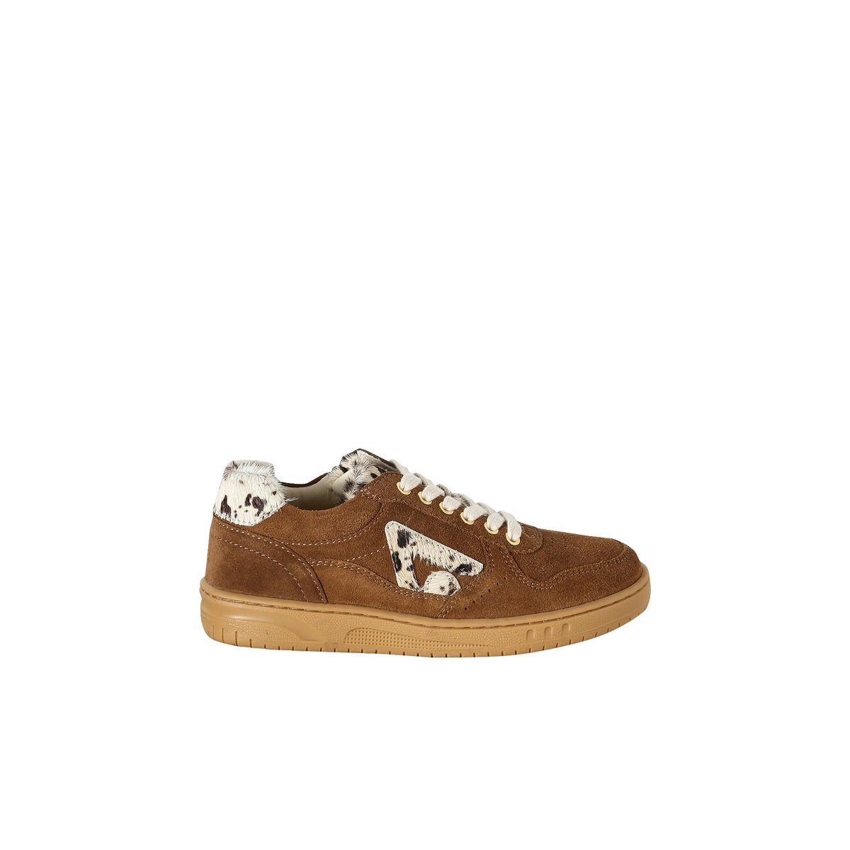 Baskets cuir à lacets fermeture zip marron, VERTBAUDET