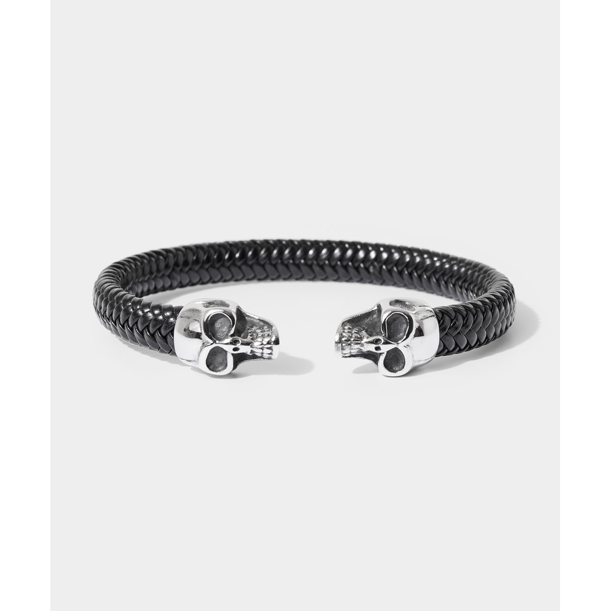 Bracelet Cuir Tissé Motif Crâne noir, JOE BROWNS