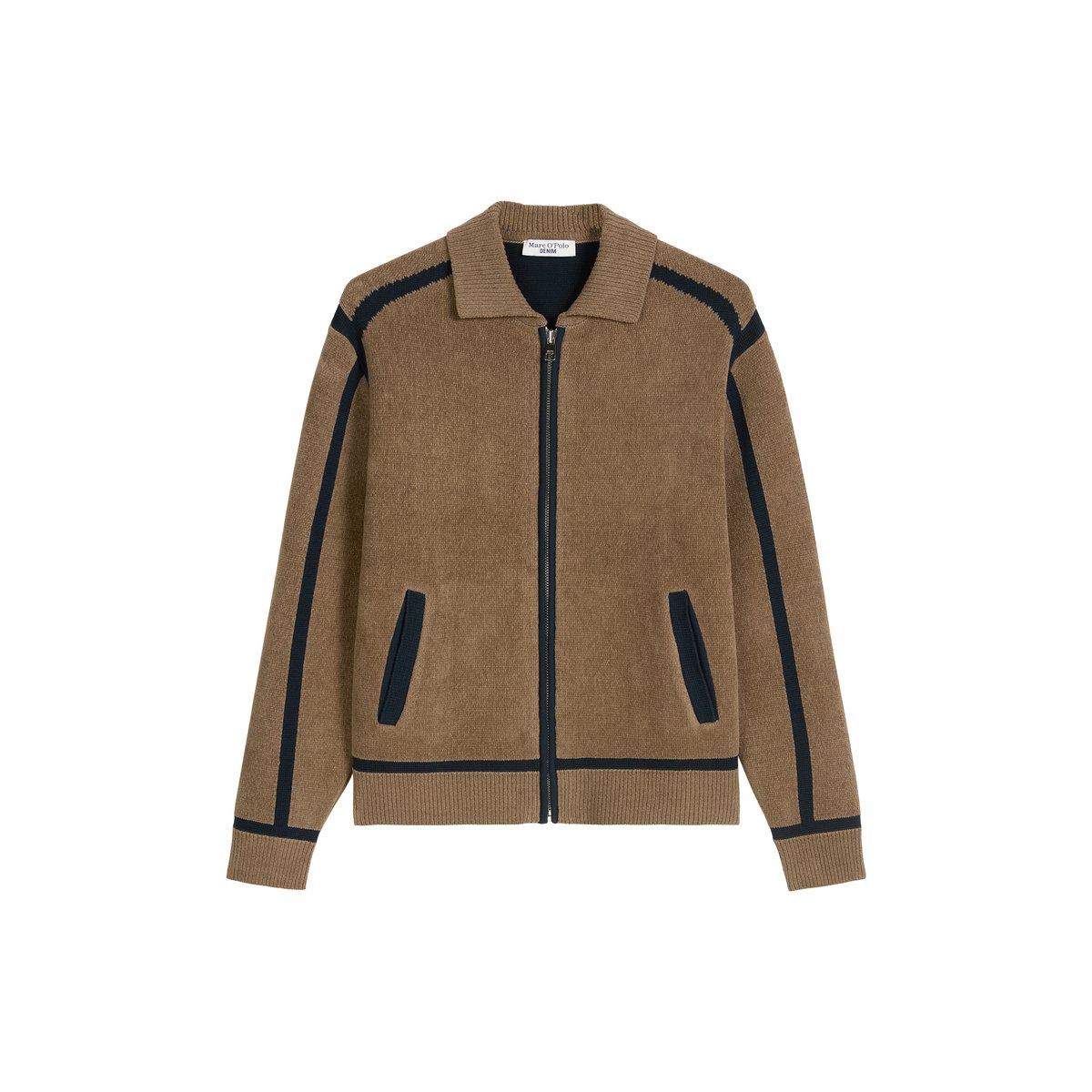 Veste en tricot regular en chenille de coton bio doux marron, MARC O’POLO DENIM