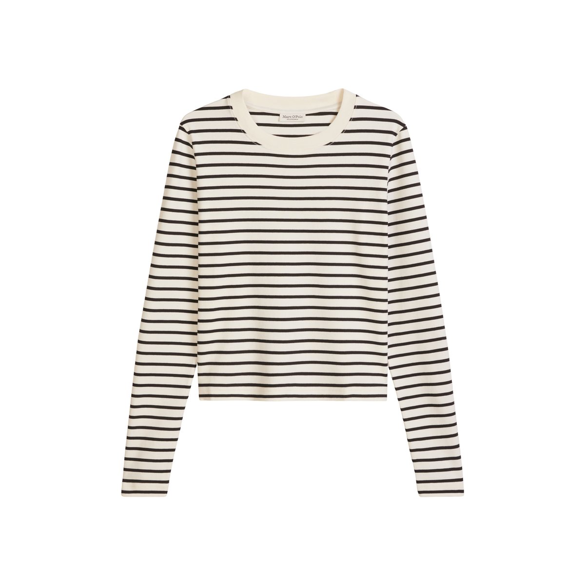 T-shirt rayé relaxed en jersey interlock léger blanc, MARC O'POLO