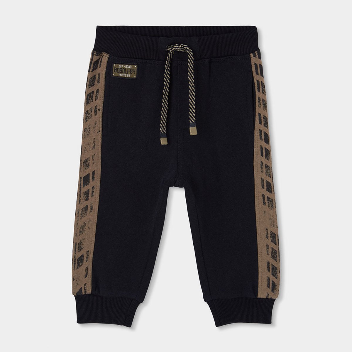 Pantalon molleton garçon avec bandes latérales noir, BOBOLI