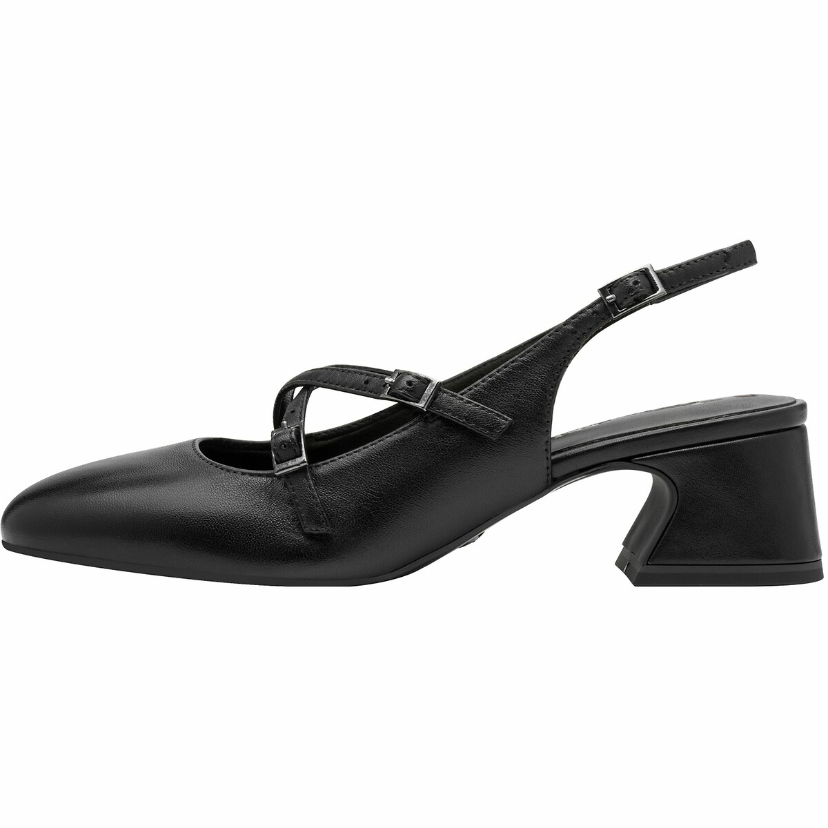 Ballerines slingback en cuir noir, TAMARIS