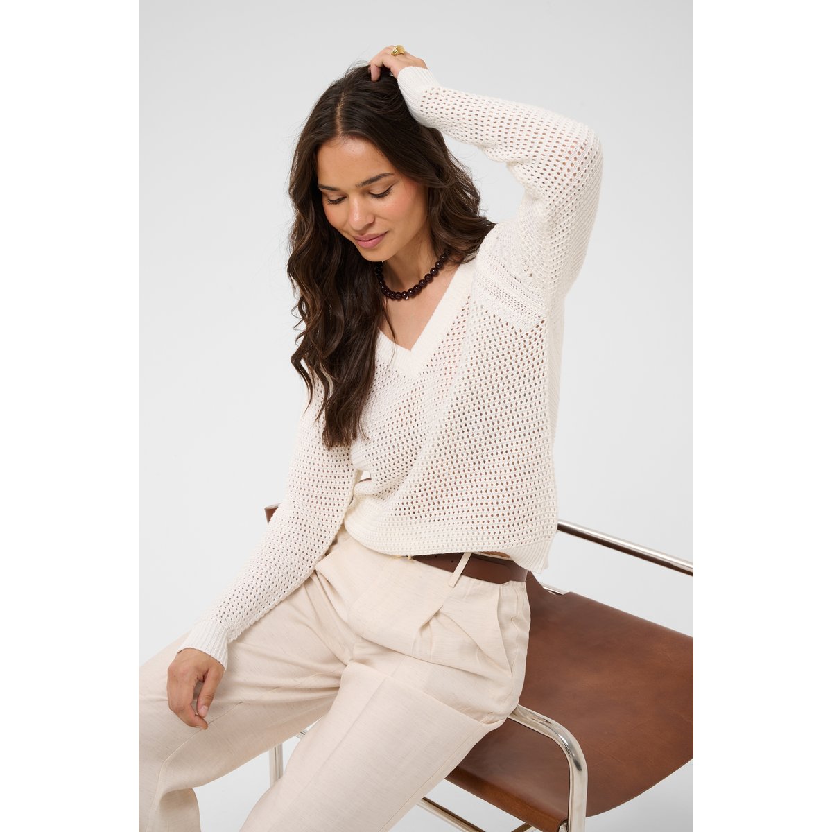 Pullover tricoté blanc, KAFFE
