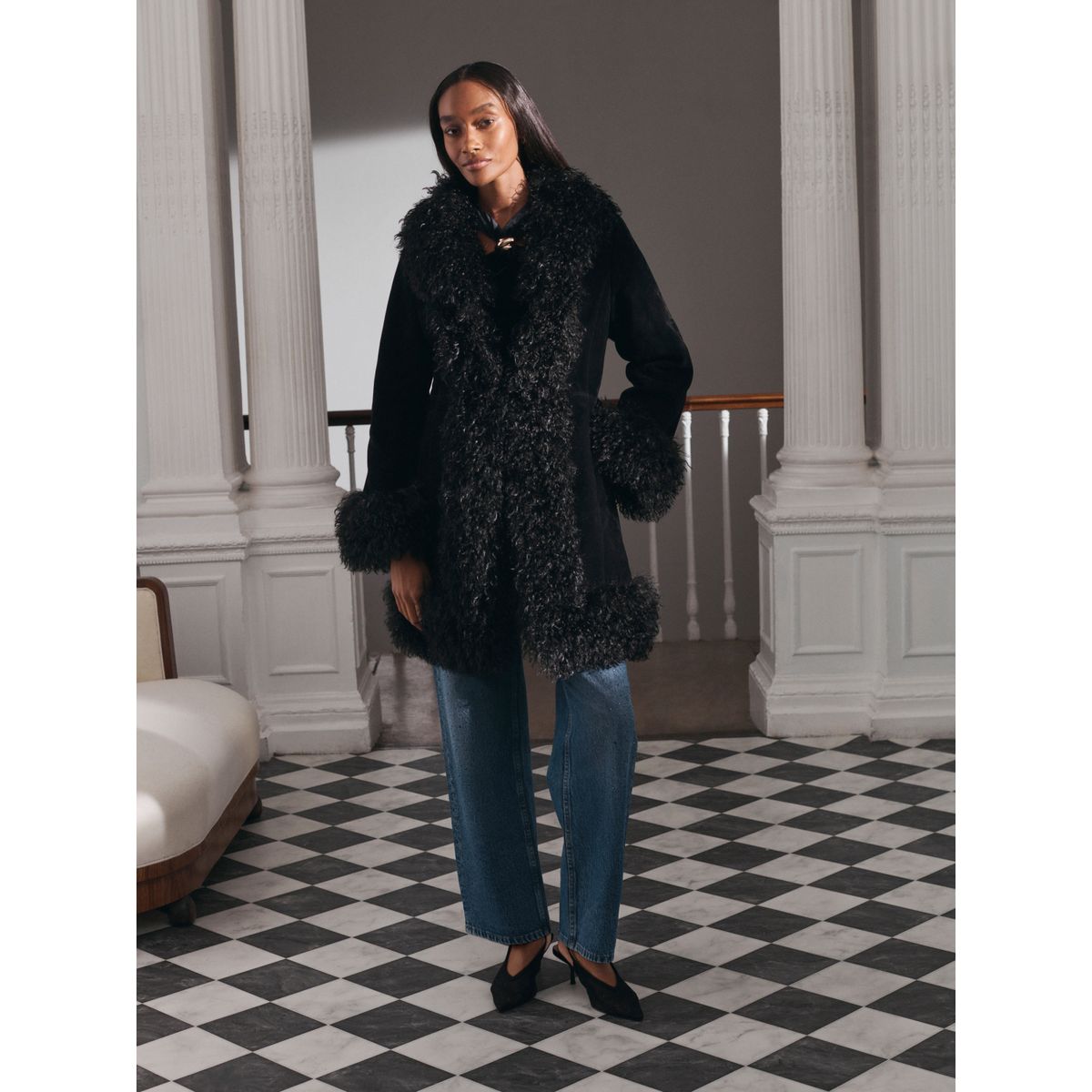 Veste doublée de imitation fourrure penny lane noir, NEXT