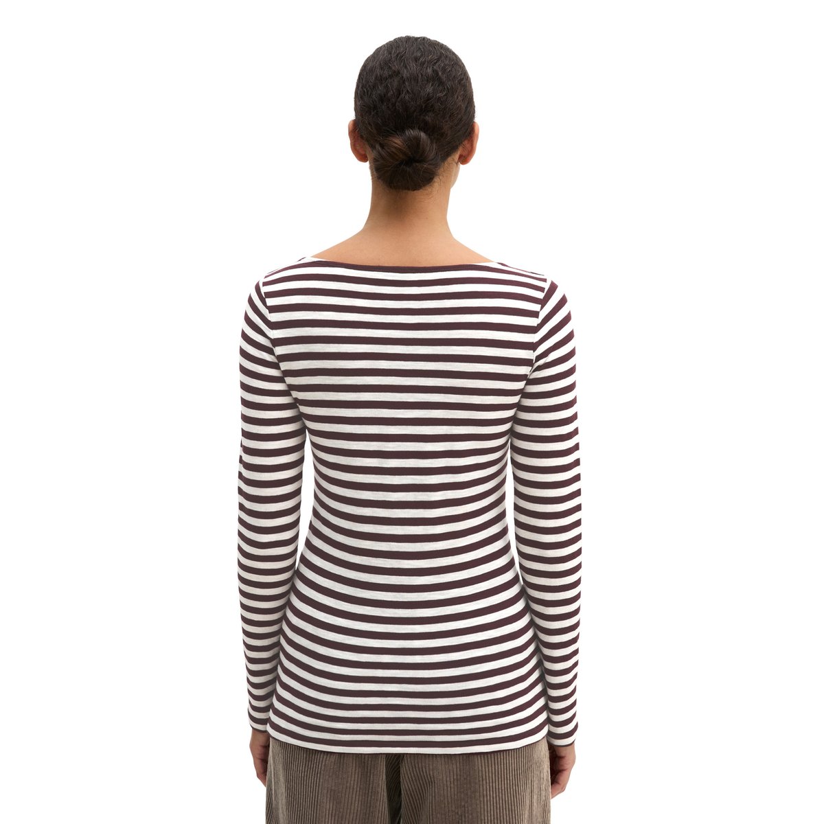 T-shirt long rayé regular en qualité Organic Cotton rouge, MARC O'POLO