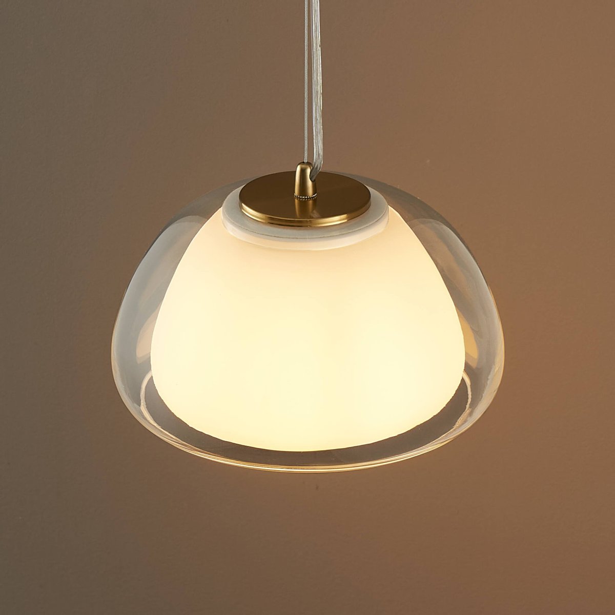 Suspension contemporaine en verre - LOMELIA transparent et blanc, KOSILUM