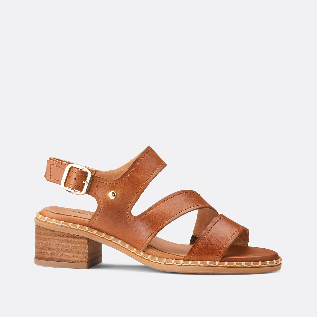 Sandali con tacco in pelle Blanes cognac, PIKOLINOS