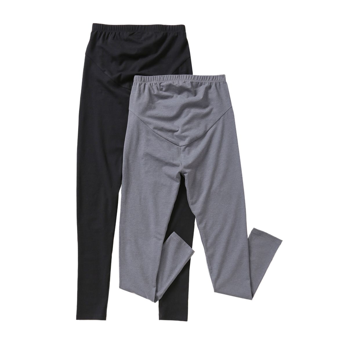 Lot de 2 leggings de grossesse en maille stretch lot noir et gris, VERTBAUDET