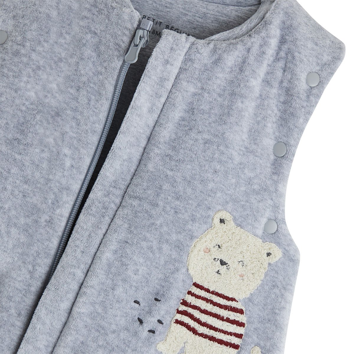 Turbulette d'hiver en velours avec pieds retroussables et manches amovibles Pistache gris, PETIT BEGUIN