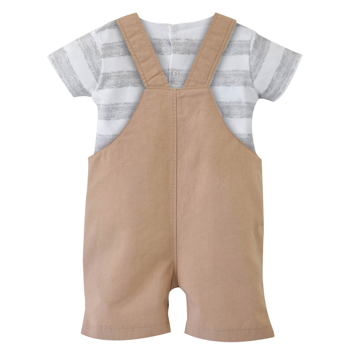 T-shirt + salopette courte terre de sienne beige, SUCRE D'ORGE