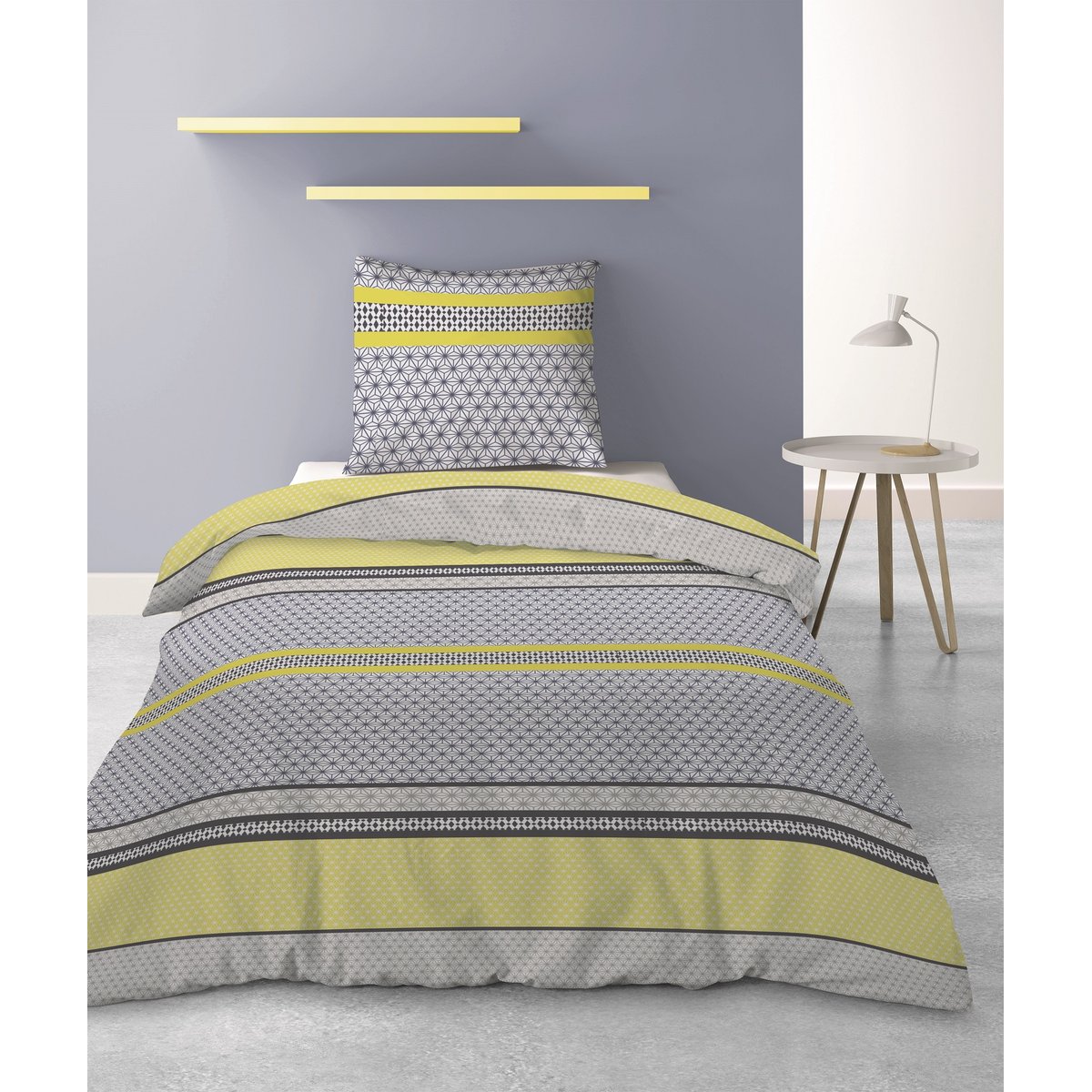 Housse de couette + taie microfibre Geovax vert, EDEN