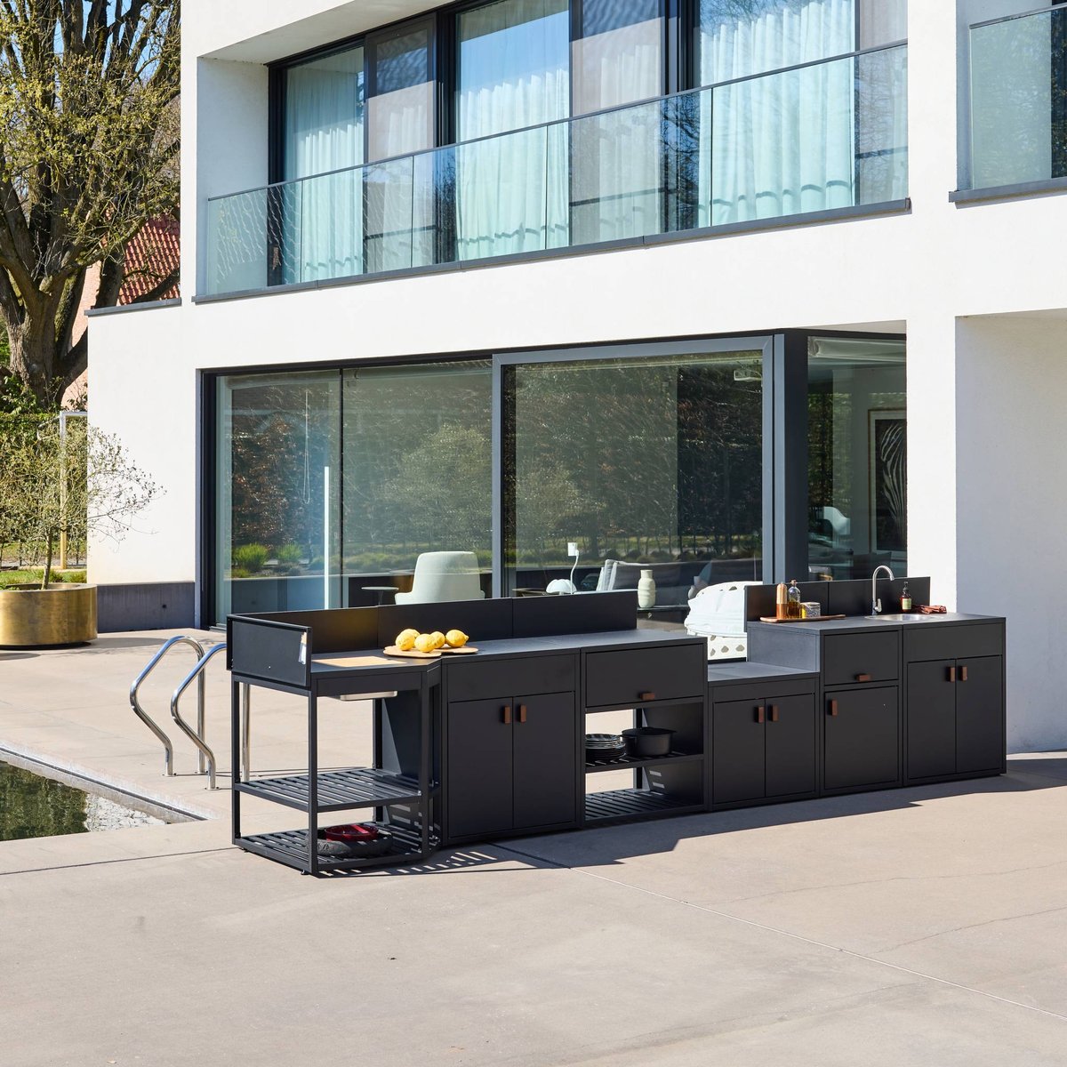 Cuisine extérieure 6 modules acier THIRA 6 MODULES noir, SWEEEK