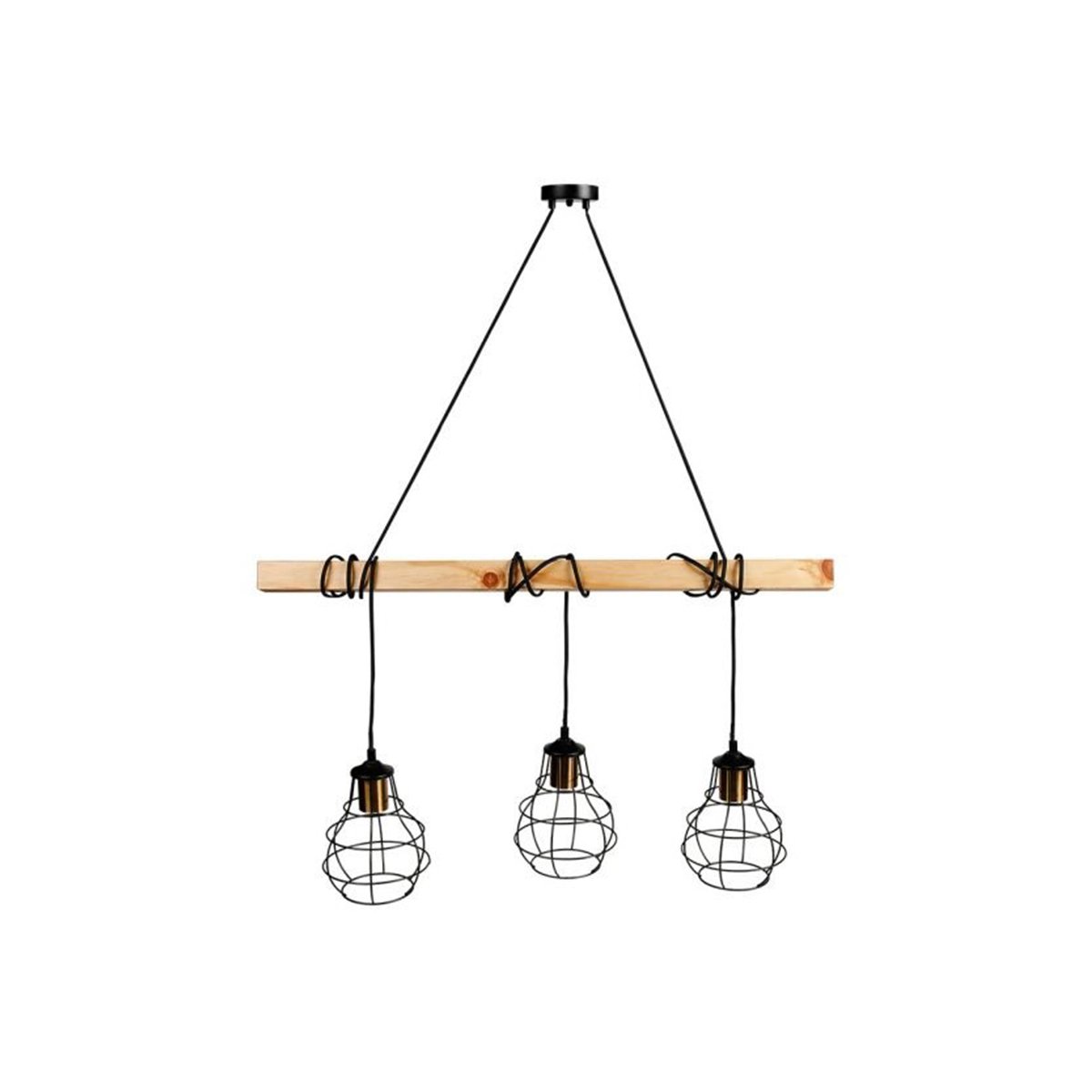Suspension En Bois Et Métal Indus noir, OSTARIA
