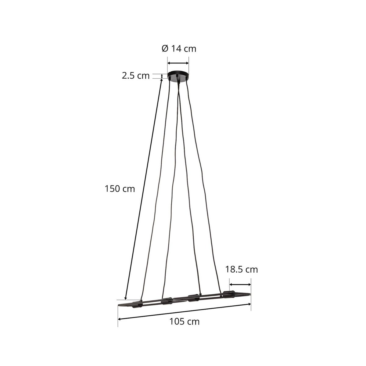 Suspension en métal design, Tornike noir mat, LUCANDE