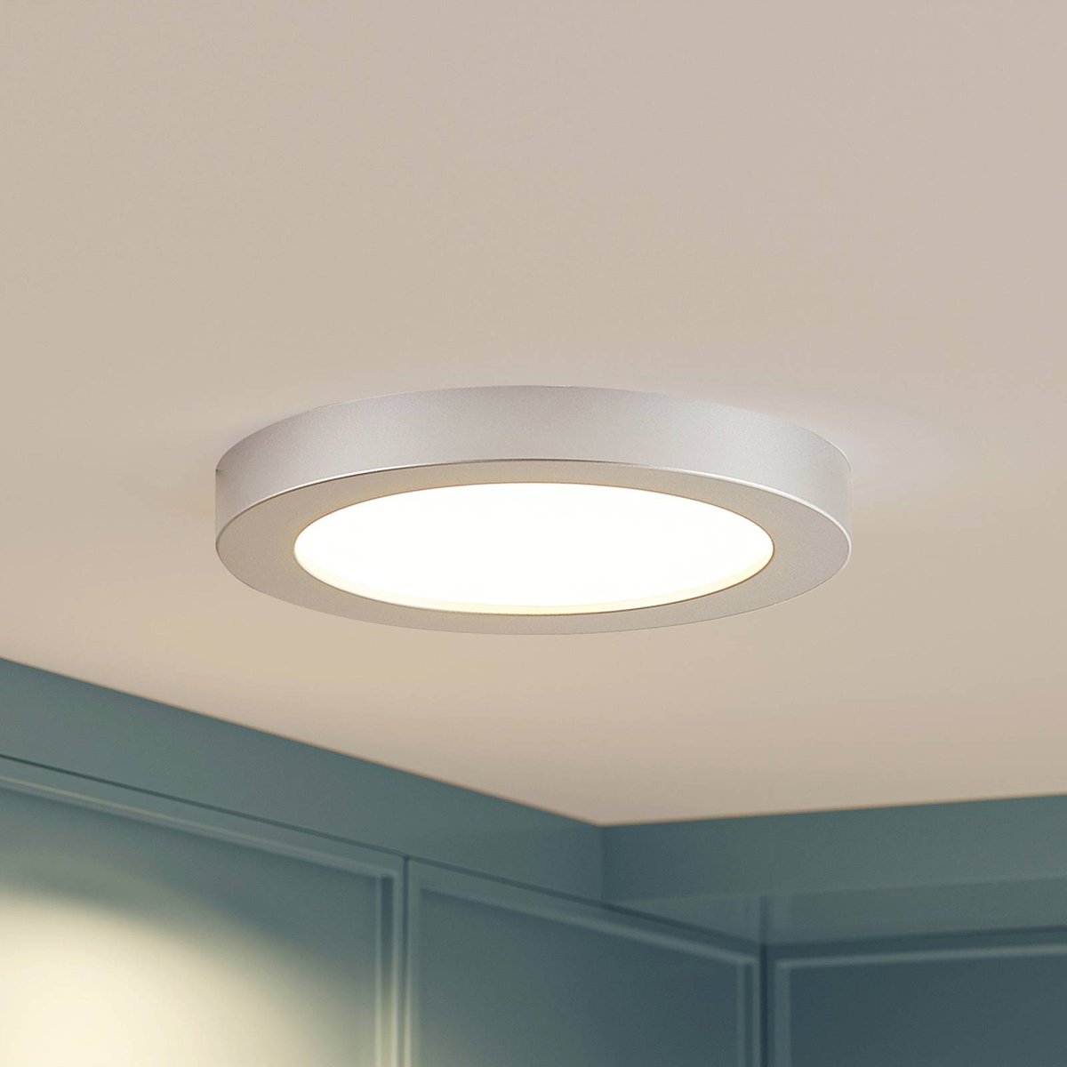 Plafonnier en aluminium moderneLED, Edwina argent, blanc, PRIOS
