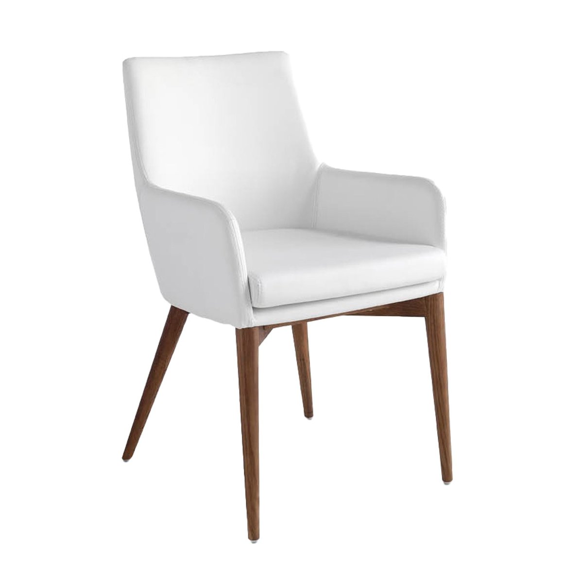 Chaise en similicuir blanc blanc | noyer, ANGEL CERDA