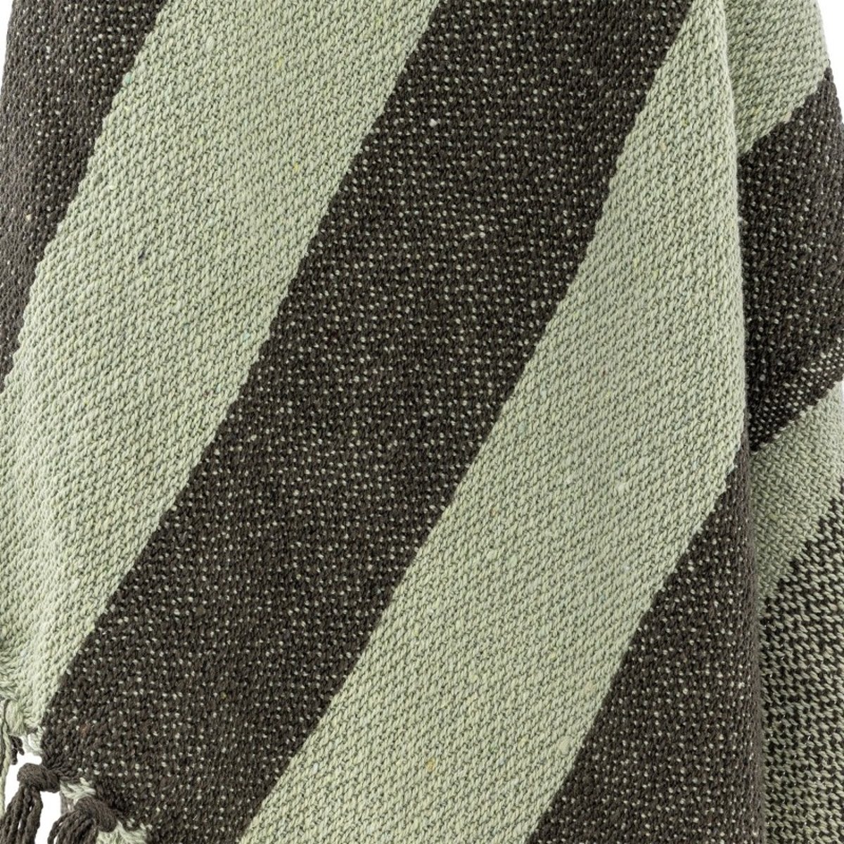 Plaid coton recyclé rayé FRELLO vert, BLOOMINGVILLE
