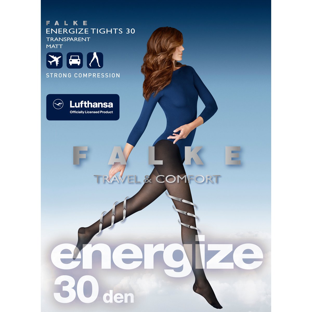 Collant Energize 30 Transparent bleu, FALKE