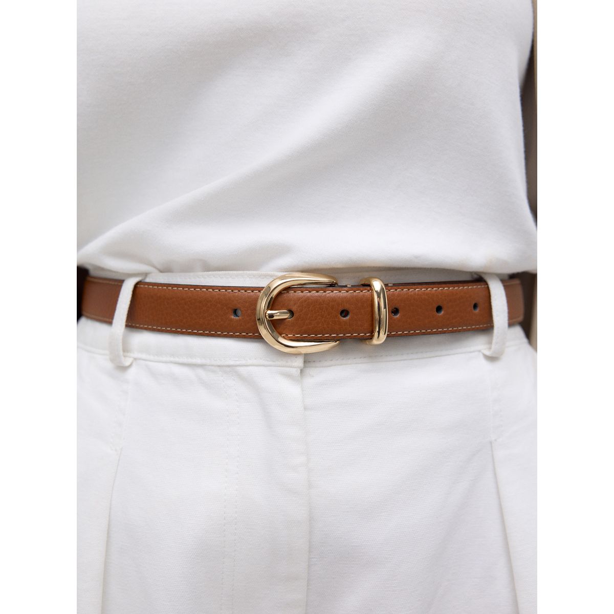 Ceinture en cuir moyenne italie n. premium marron fauve, NEXT