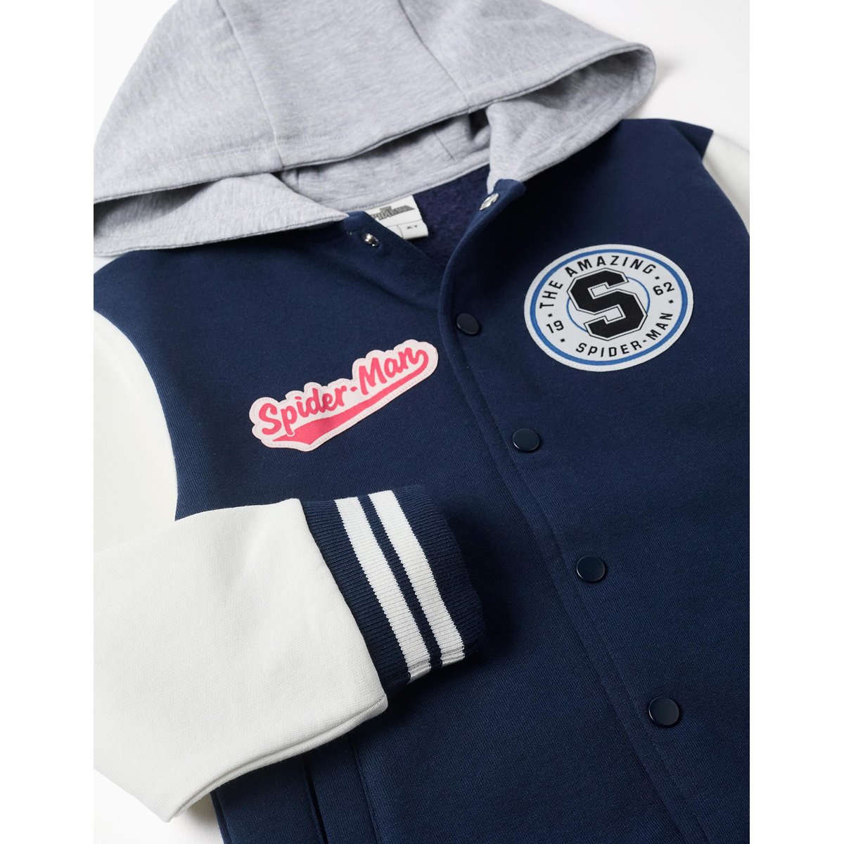 Blouson bomber en coton peigné à capuche Spider-Man bleu foncé, ZIPPY
