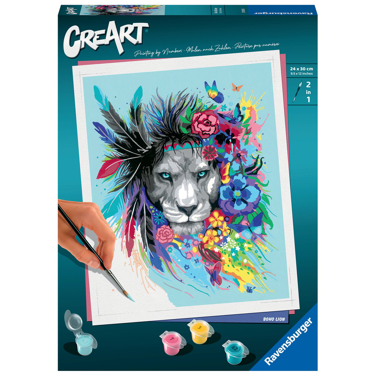 Creart - 24x30 cm - boho lion multicolore, RAVENSBURGER