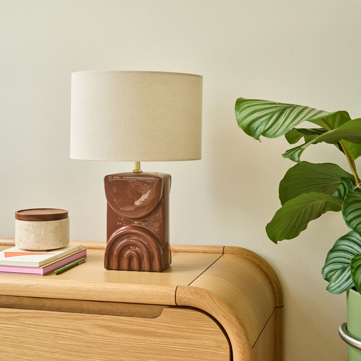 Lampe à poser céramique et lin, Topia brun, LA REDOUTE INTERIEURS