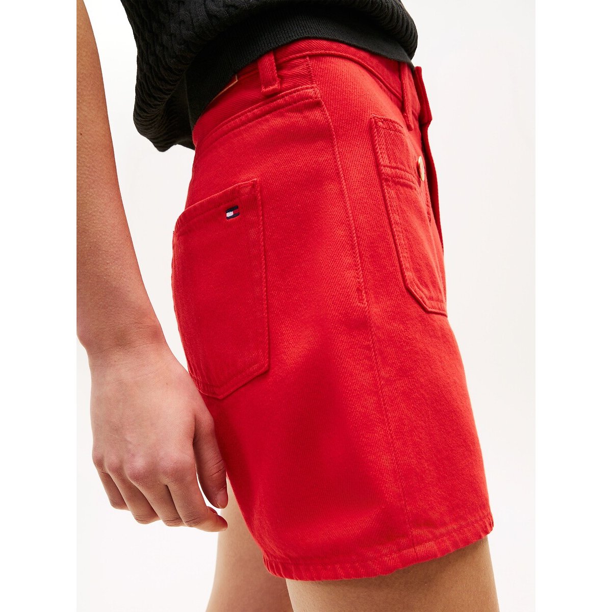 Short taille haute en coton rouge, TOMMY HILFIGER