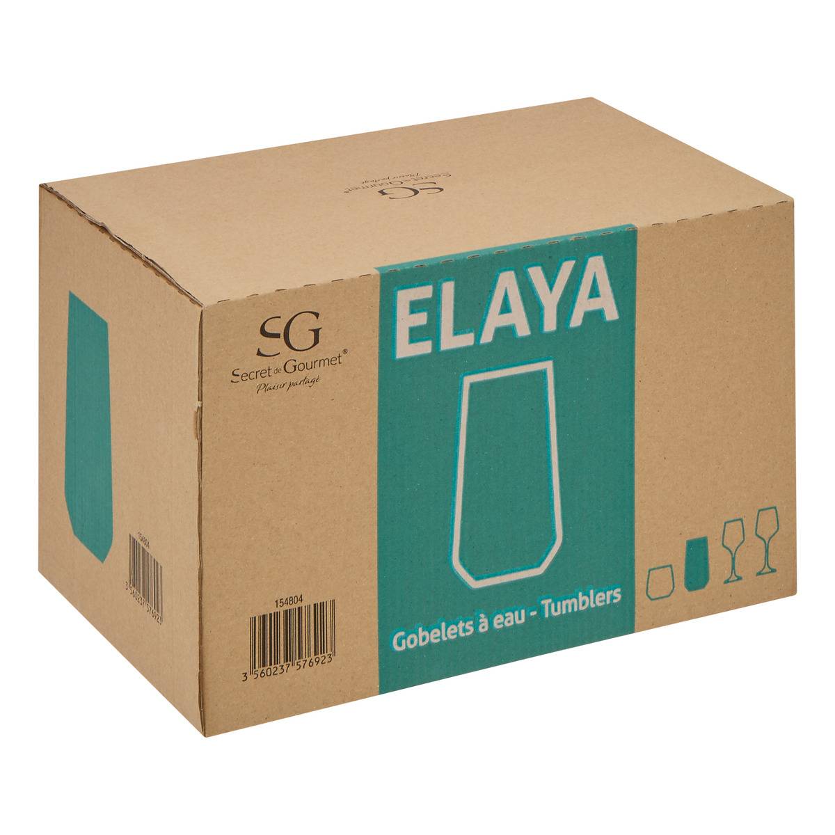 Lot de 6 verres hauts en verre 48 cl ELAYA transparent, SECRET DE GOURMET