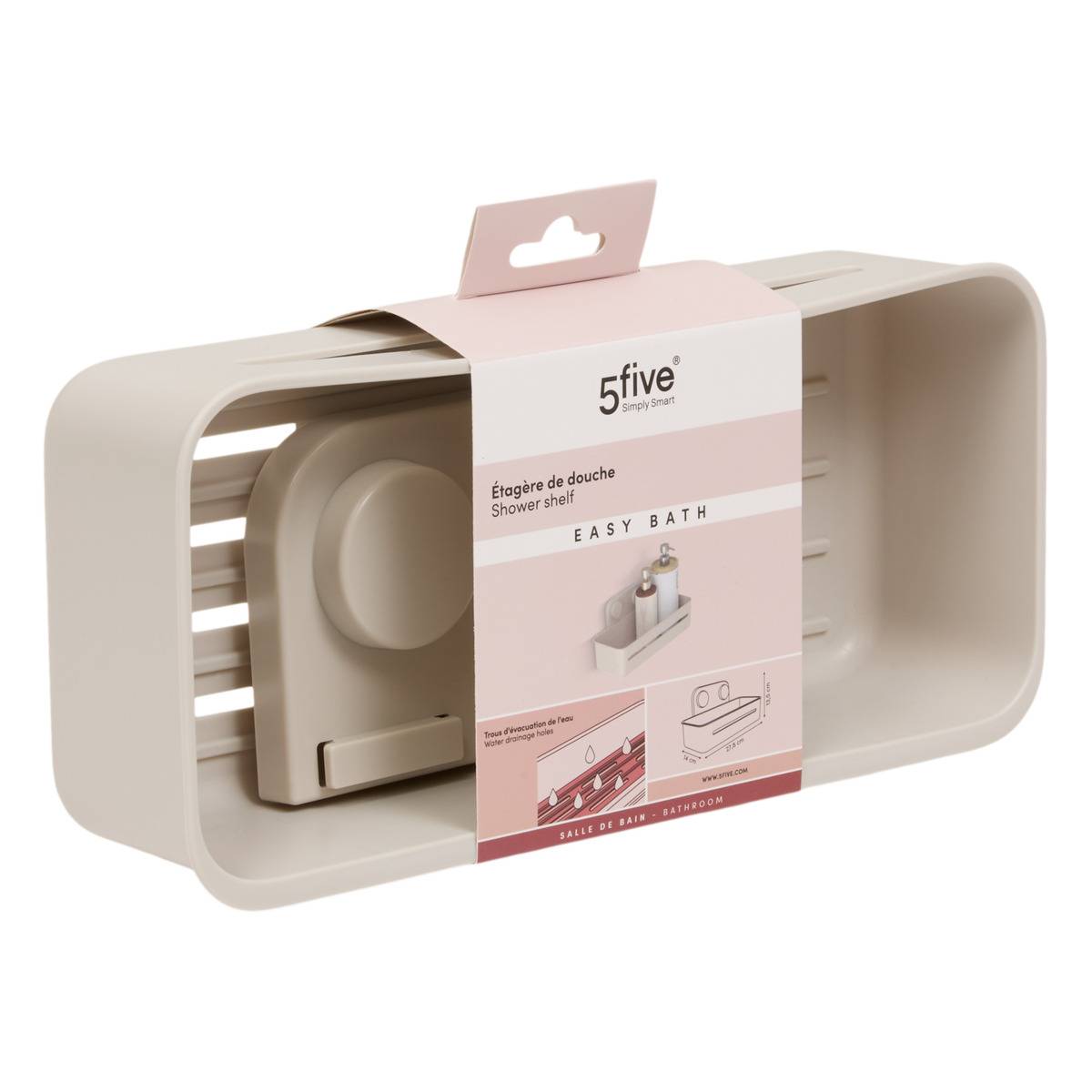 Étagère de douche rectangulaire EASYBATH beige, 5FIVE SIMPLY SMART