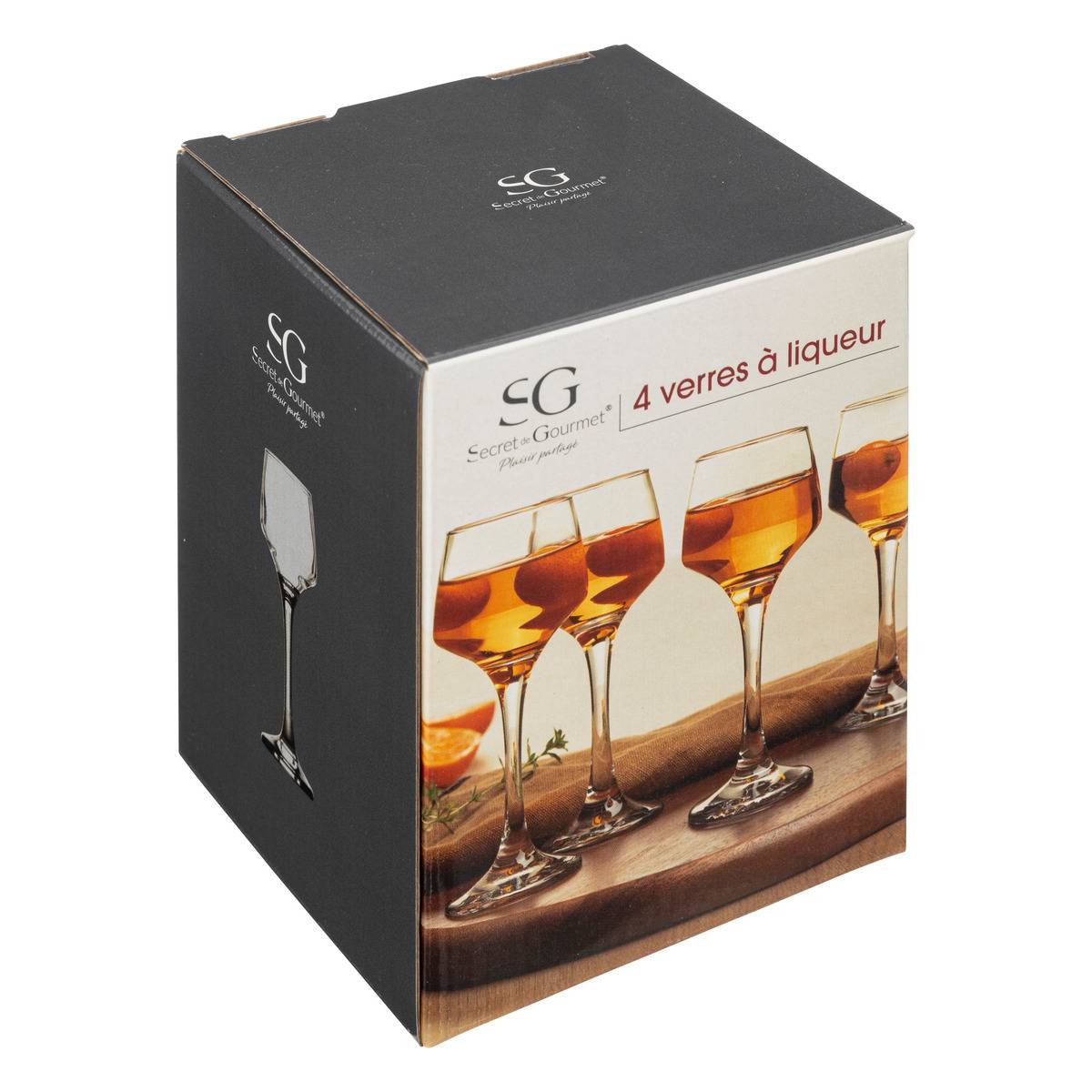 Lot de 4 verres à liqueur en verre 9 cl ELAYA transparent, SECRET DE GOURMET