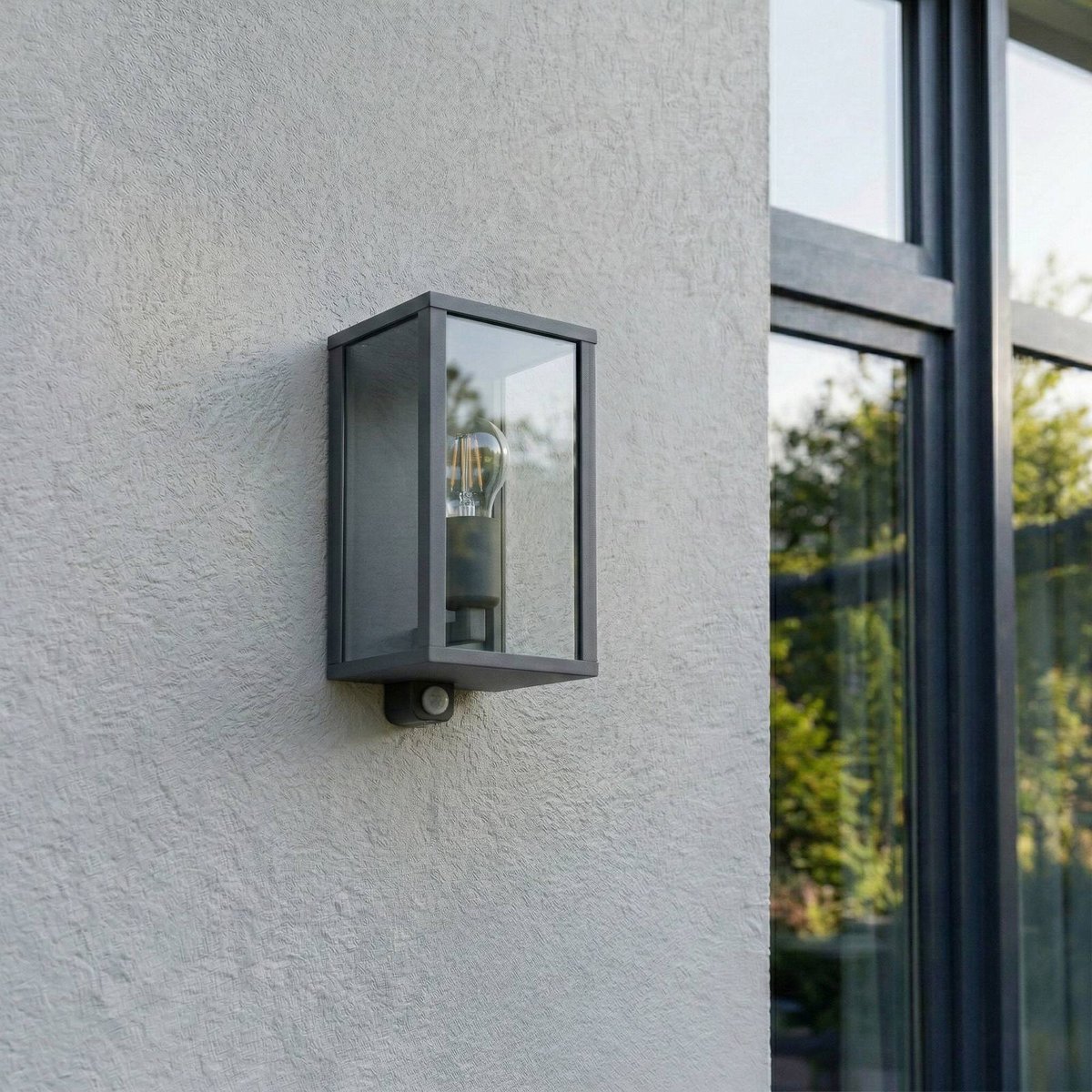Applique extérieure en aluminium moderne anthracite, transparent, LINDBY