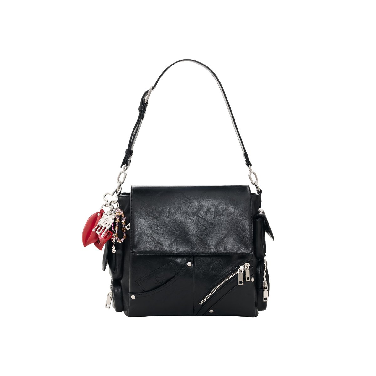 Petit sac à dos effet cuir noir, DESIGUAL