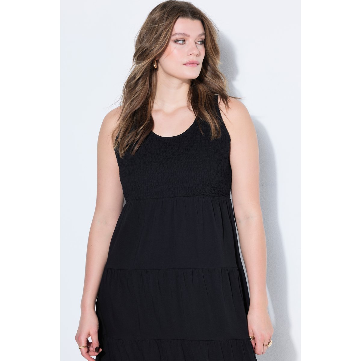 Robe maxi en jersey, ligne A noir, STUDIO UNTOLD