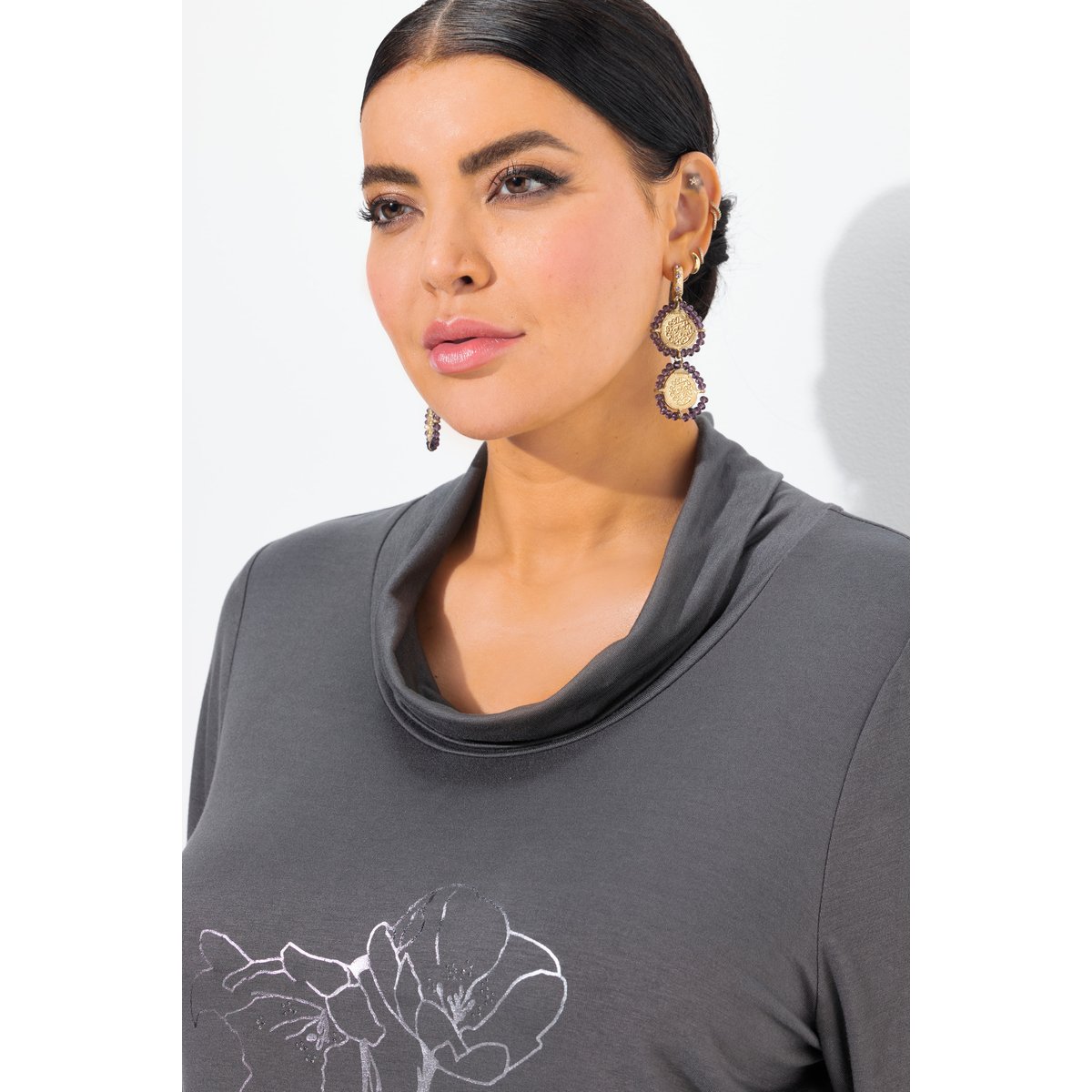 T-shirt avec imprimé métallique asphalte, ULLA POPKEN
