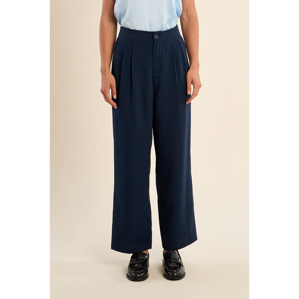 Pantalon droit, taille haute navy blue, MOLLY BRACKEN