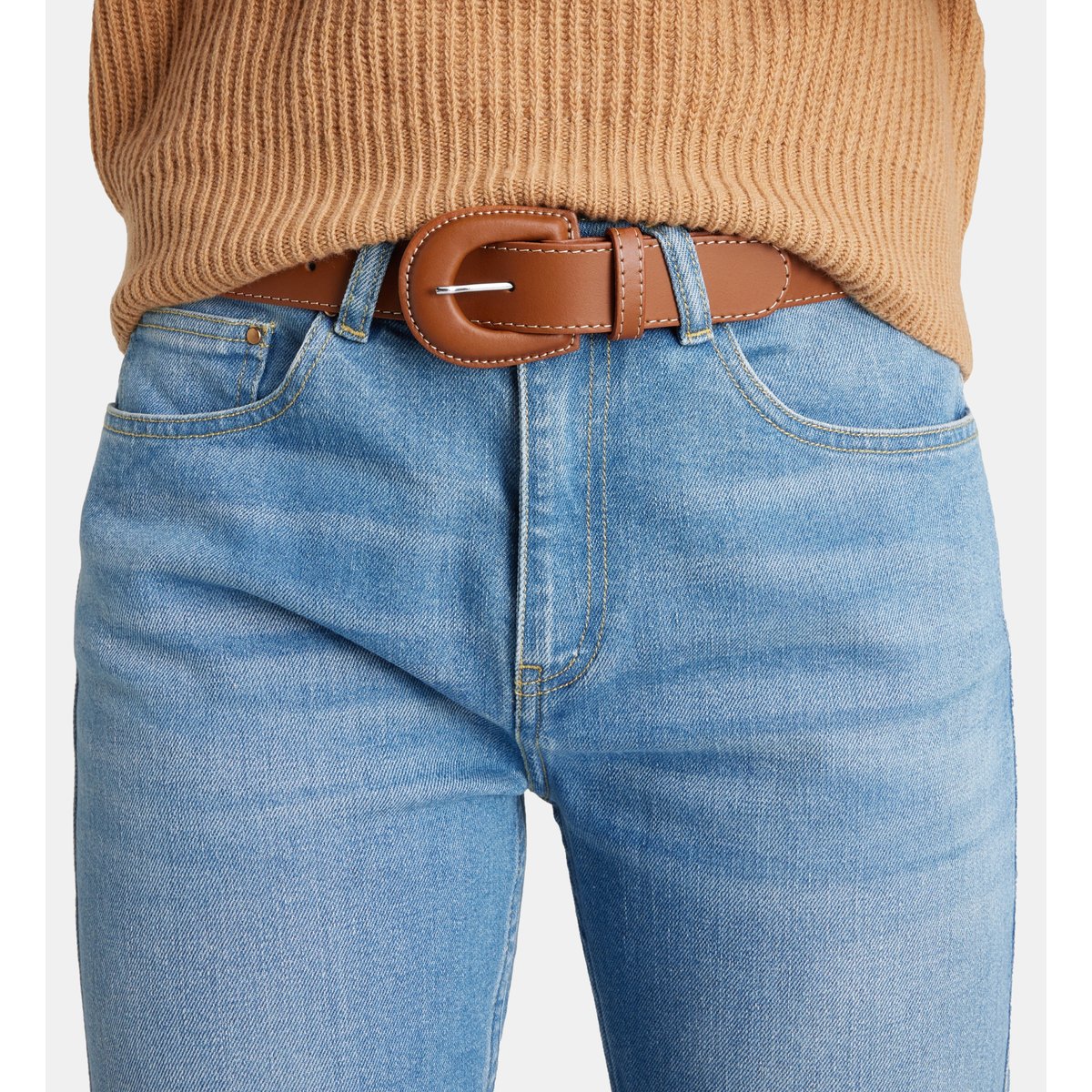 Ceinture elisa en cuir camel, GALERIES LAFAYETTE