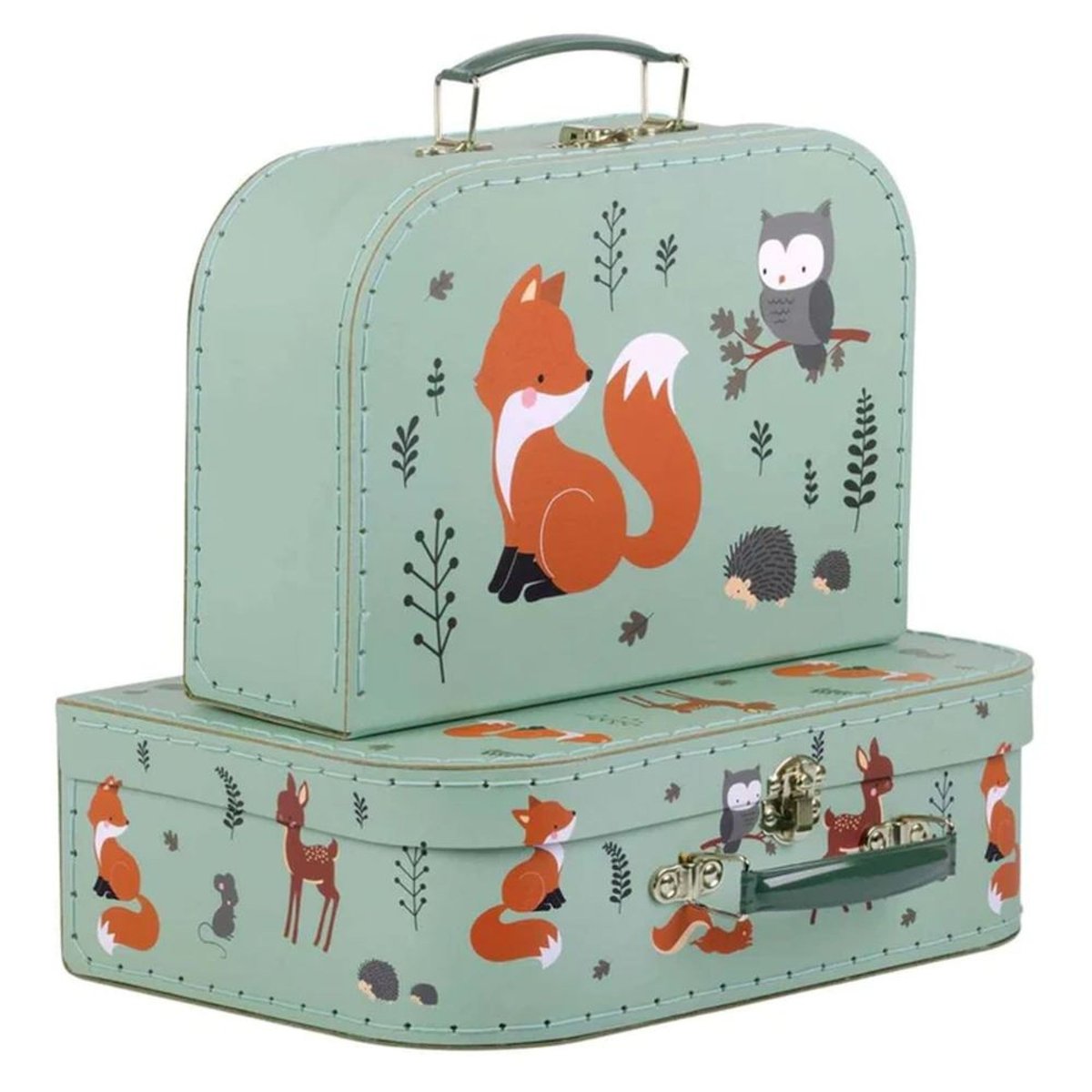 Set de 2 valisettes de rangement vert d'eau, orange, noir, A LITTLE LOVELY COMPANY