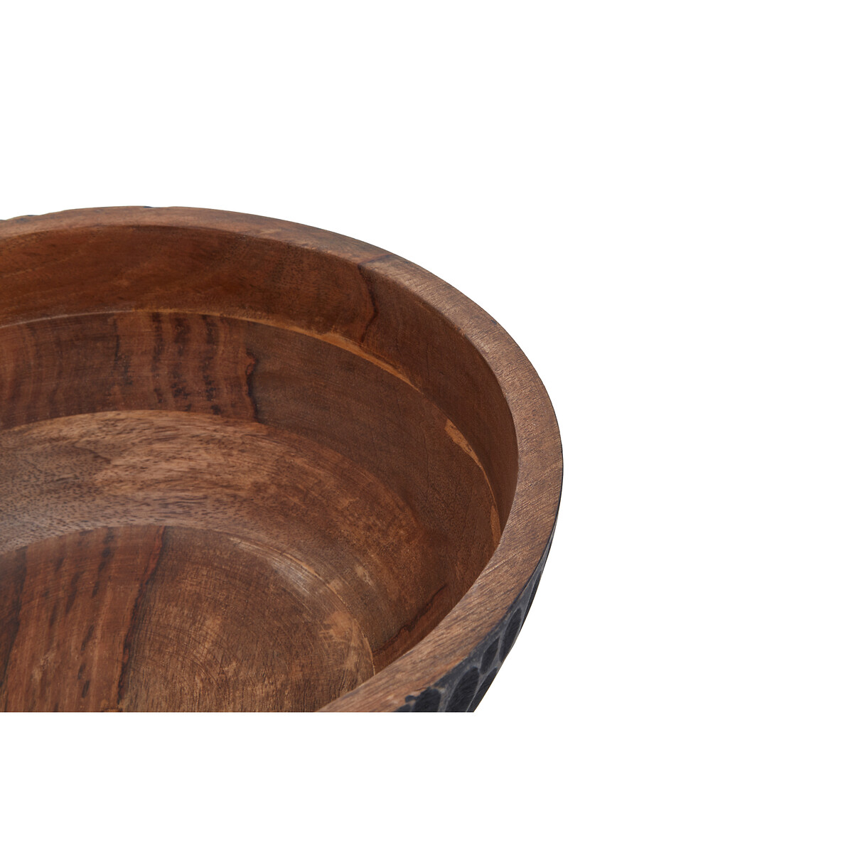 Medium Mango Wood Serving Bowl with Black Enamel black, SO'HOME