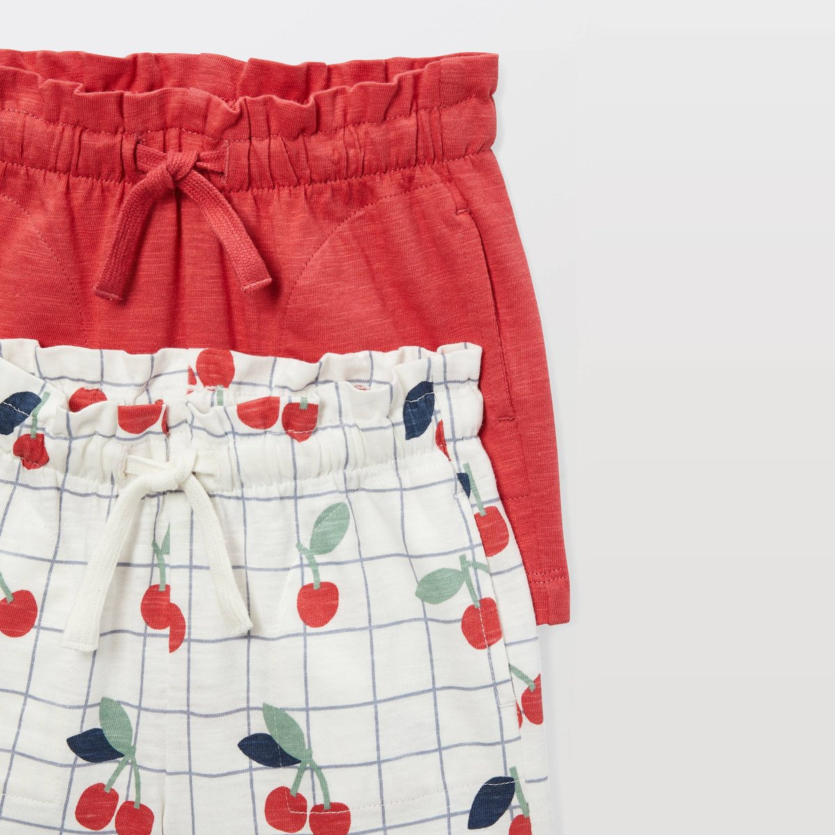 Lot de 2 shorts un uni et un imprimé en coton BIO GOTS naturel, BOUT'CHOU