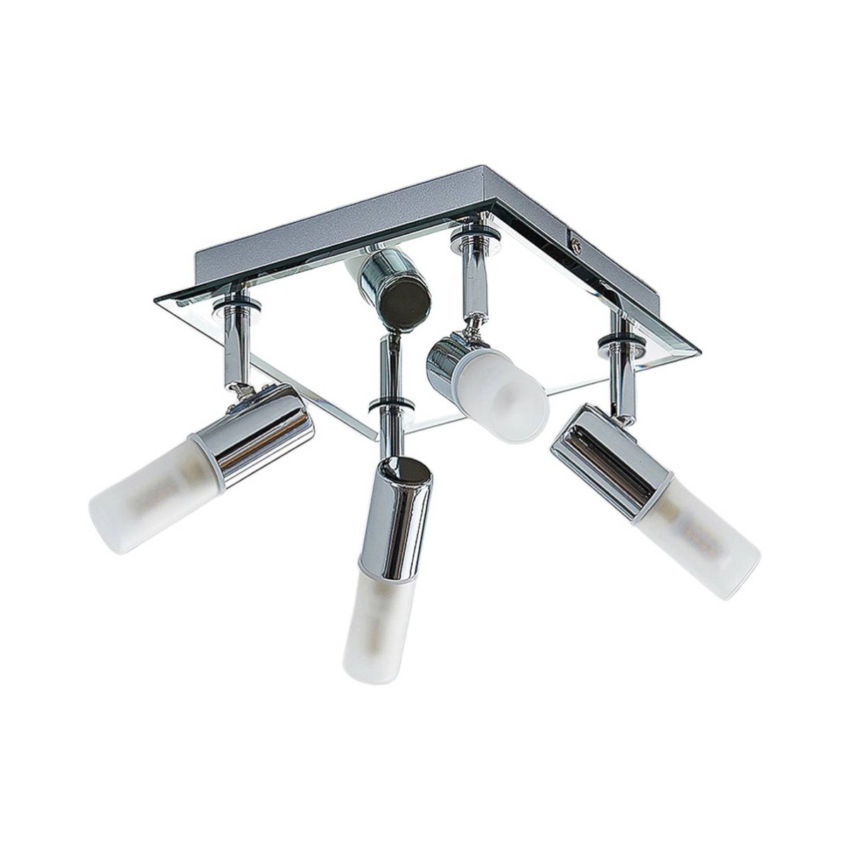 Plafonnier en métal moderne, Zela chrome, blanc, LINDBY
