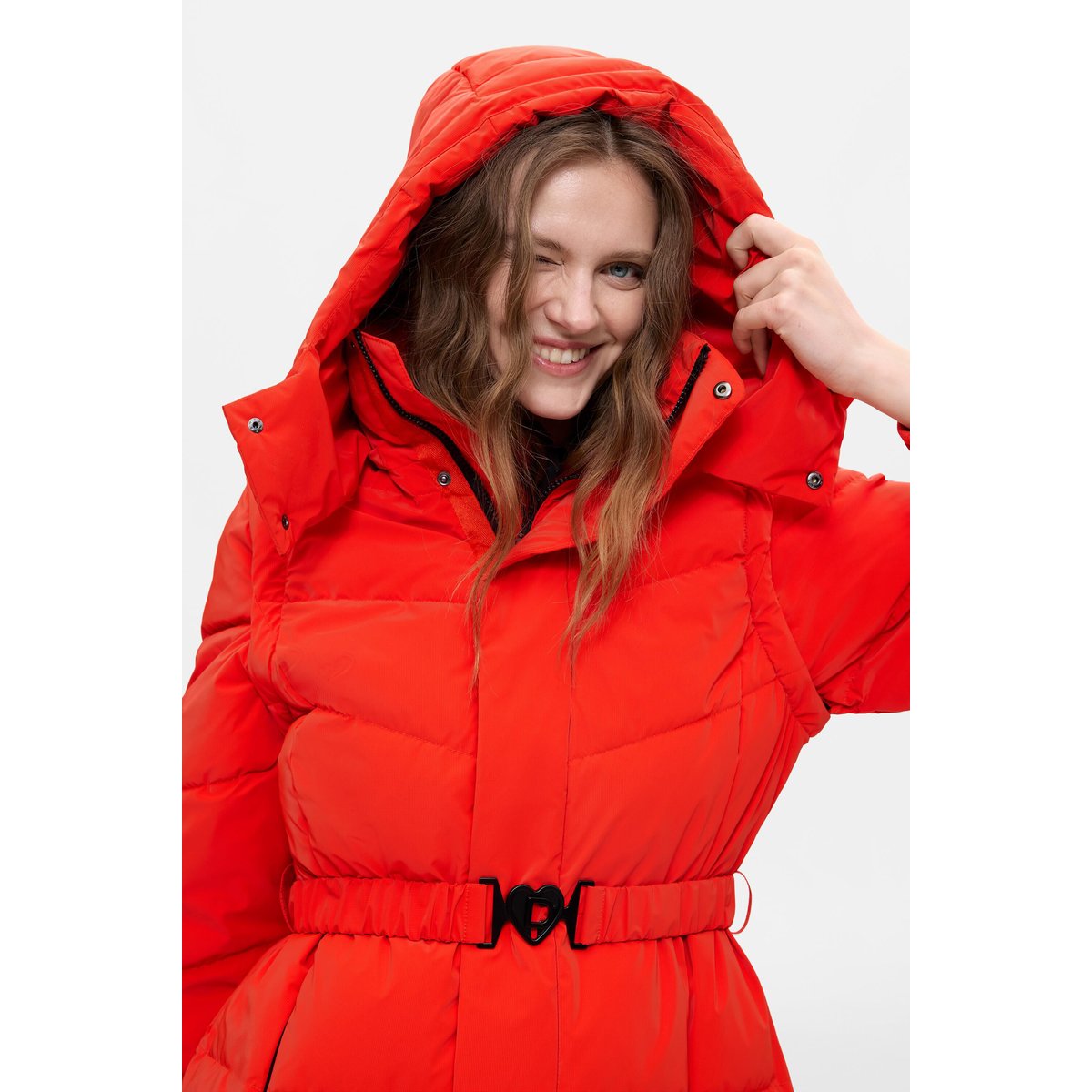 Manteau long matelassé orange, DESIGUAL