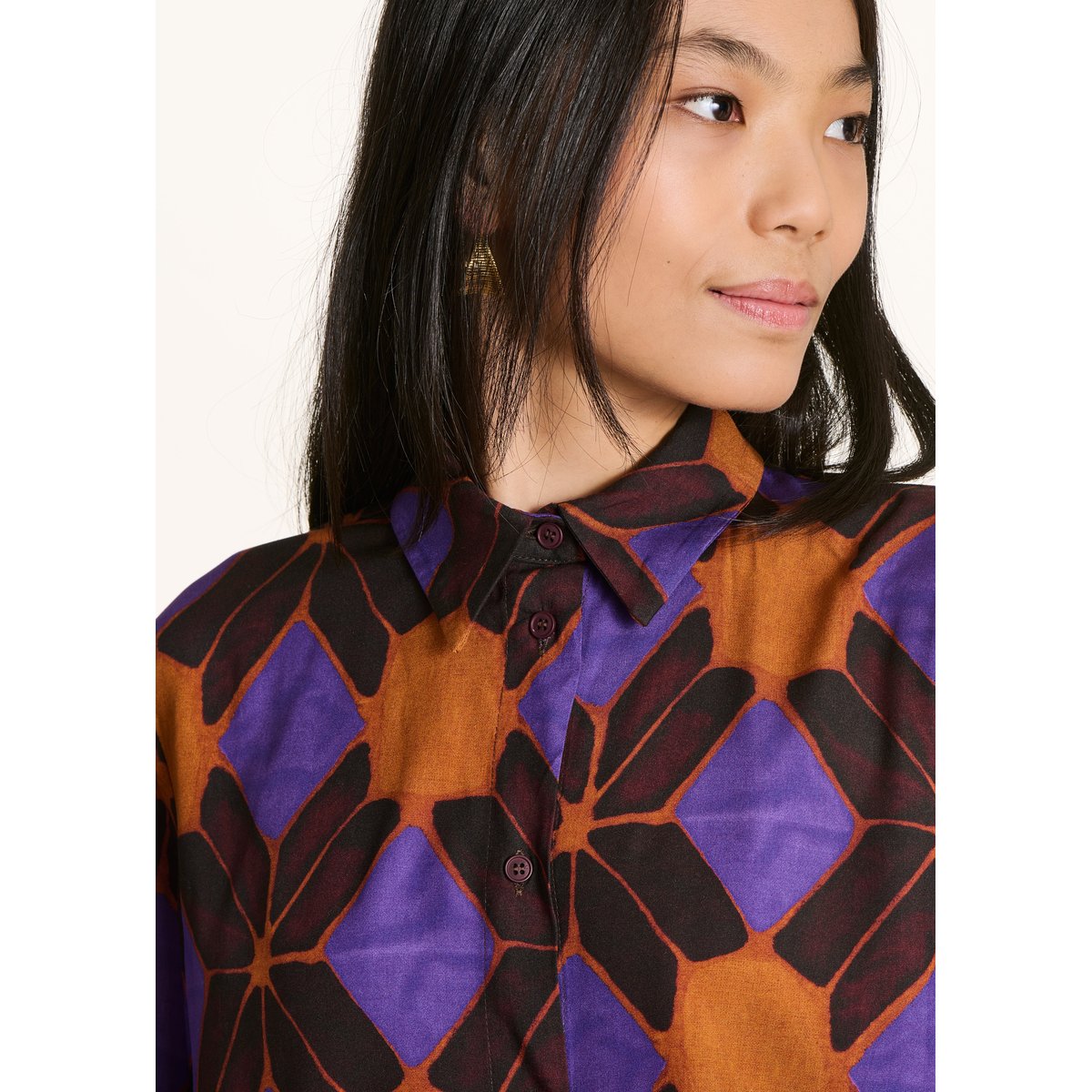 Chemise ample à imprimé tandoori/violet, LA FEE MARABOUTEE