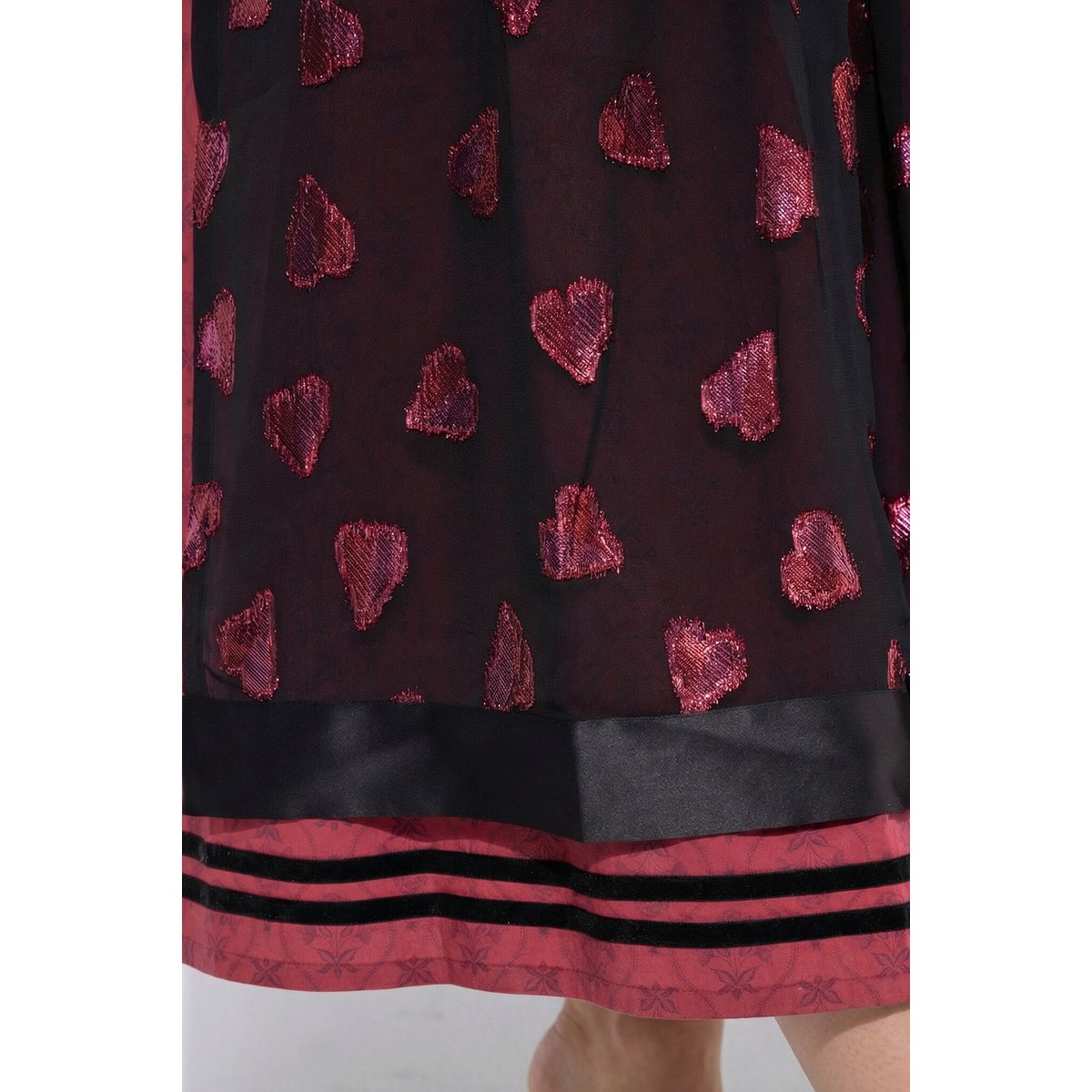 Dirndl, velours, encolure carrée rouge vin, ULLA POPKEN