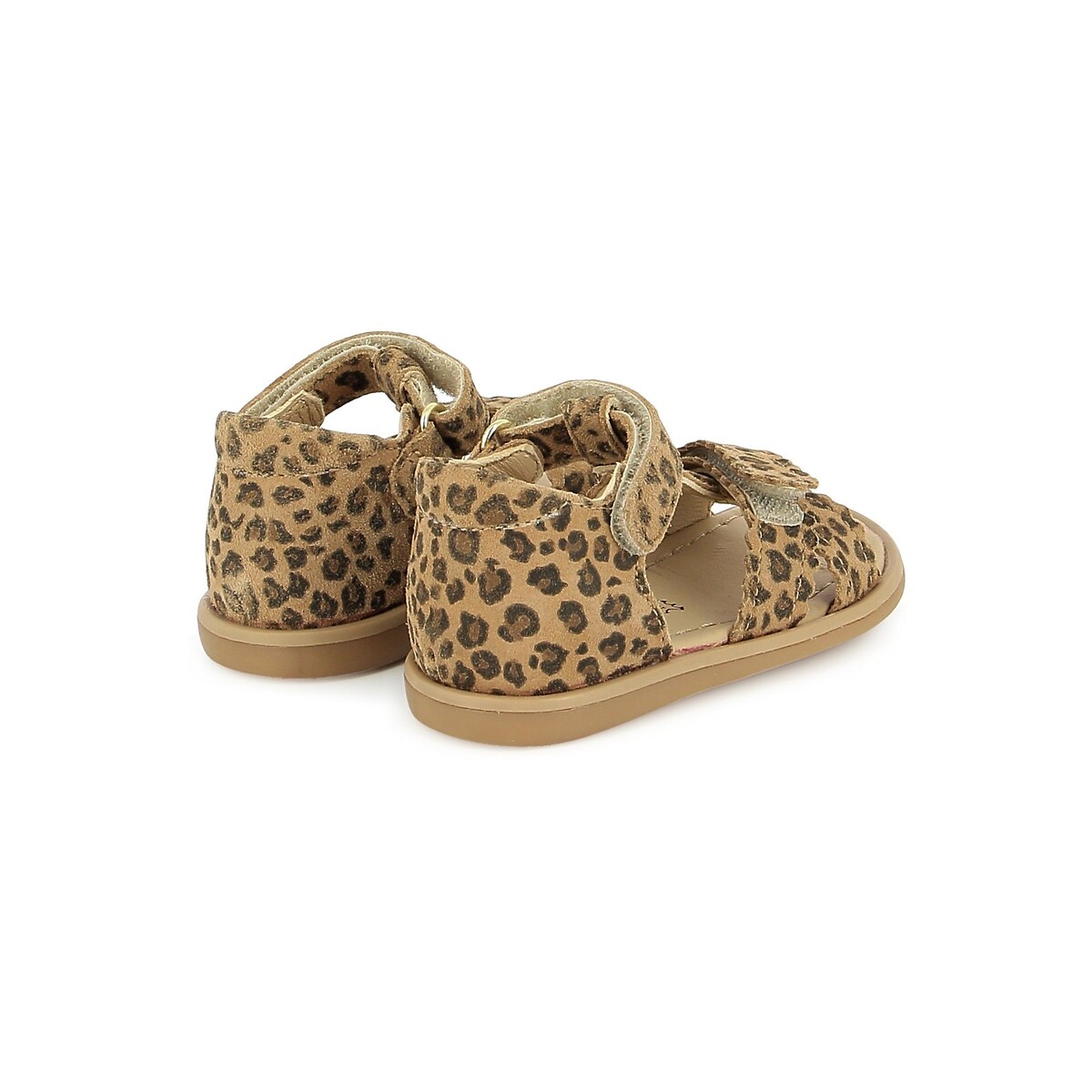 Sandales en cuir TITY CROSS EASY à scratchs léopard, SHOO POM
